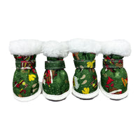 Pet Christmas Snow Boots with Fleece Lining - Non-slip Warm Outdoor Dog Shoes