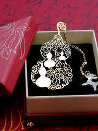 Brass Gourd and Deer Bookmark with Tassel, Chinese Style Gift for Friends