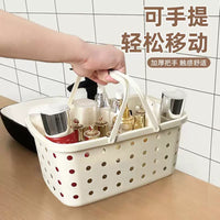 Portable Plastic Shower Caddy Basket with Handle for Bathroom Toiletries and Laundry
