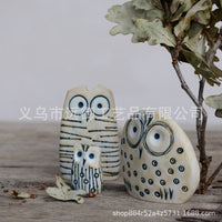 Owl Family Figurines Abstract Bird Art Resin Statues for Home Decor