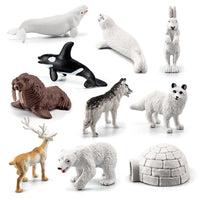 Mini Arctic Animal Figurines Set - Polar Bear, Beluga, Seal, Husky Toys for Kids