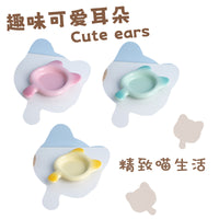 Ceramic Cat Food Bowl with Handle, Anti-Vomiting, Anti-Black Chin, Shallow Dish for Kittens and Small Pets