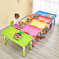 Kids Multi-functional Building Block Activity Table with Storage, Height Adjustable Educational Play Table for Sand and Water