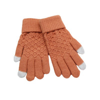 Unisex Fleece-Lined Knitted Gloves for Students and Couples, Solid Color Jacquard Warm Finger Gloves