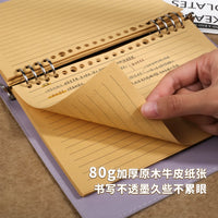 A5 Soft Leatherette Flip Notebook with Kraft Paper Pages, Vintage Business Journal, Detachable Large Capacity Lined Pages