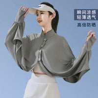 Women's UV Protection Sun Shawl Cape - Breathable Lightweight Cycling Sunscreen Jacket