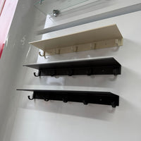 Space Aluminum Bathroom Shelf with Towel Hooks, No-Drill Wall-Mounted Organizer for Toiletries