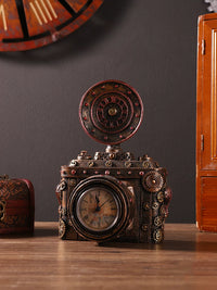 European Retro Camera Model Ornament with Clock Function for Home and Shop Decor