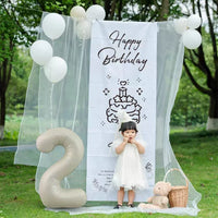 Outdoor Birthday Party Decor White Mesh Backdrop Set for Girls