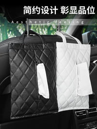 Car Trash Can with Tissue Box and Storage Bag, Rear Seat Hanging Organizer for Vehicles