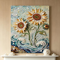 DIY Pearl Painting Kit, Large 40x50cm Chinese Style Elegant 3D Art Craft with Full Tool Set