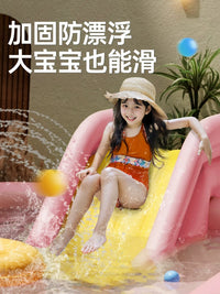Inflatable Kiddie Pool with Sunshade Slide, Large Foldable for Indoor/Outdoor Use