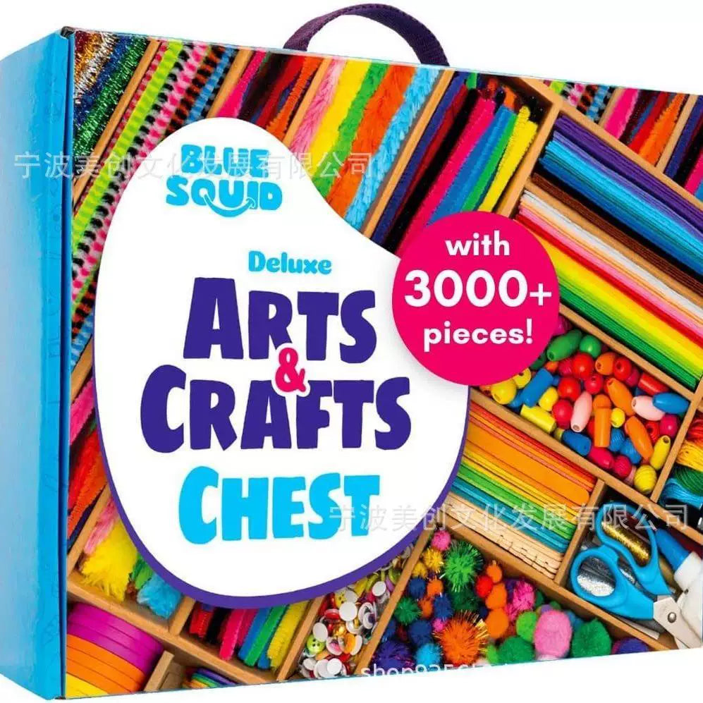 3000+ Pcs Craft Supplies Kit for Kids, Deluxe Art Set with Pom Poms and Pipe Cleaners, Giant Craft Box