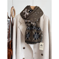 Wool Blend Neck Warmer for Men and Women, Thickened Winter Scarf with Christmas Vibe