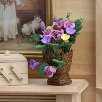 1:12 Miniature Dollhouse Garden Balcony Resin Flower Ornament Woven Purple Rose
