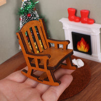 Christmas Dollhouse Miniature Fireplace Rocking Chair Set