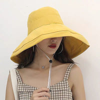 Women's Peach Skin Fabric Fisherman Hat Wide Brim Foldable Sun Protection Bucket Hat for Outdoor Beach