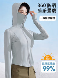 Women's UPF100+ Ice Feel Sun Protection Hoodie Jacket for Outdoor Activities