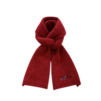 Korean Style Embroidered Dog Knitted Scarf for Women, Autumn/Winter Warm & Cold-Proof