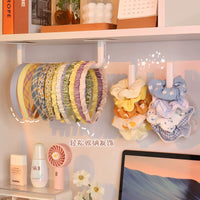 Hair Tie Headband Holder Wall Mounted Organizer Rack with Adhesive Hooks