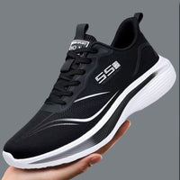 Men's Summer Ice Silk Mesh Breathable Running Shoes Lightweight Shock-Absorbing EVA Lace-Up Sneakers