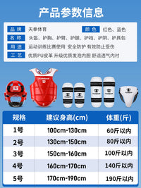 Kids Taekwondo Protective Gear Set with Helmet, Face Mask, Chest Protector, Arm & Leg Guards, Groin Protector