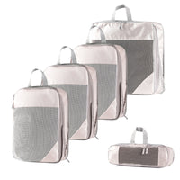 Travel Compression Packing Cubes Set with Toiletry Bag and Shoe Pouch
