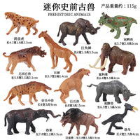 Prehistoric Animal Figures Mini Set for Kids - Saber-toothed Tiger, Woolly Mammoth, Rhinoceros, Crocodile