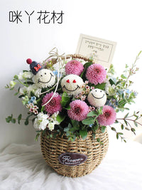 DIY Chrysanthemum Emoticon Animal Face Craft Kit for Kids' Bouquets