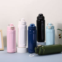 Large Capacity Stainless Steel Sports Water Bottle with Portable Bounce Lid, Insulated for Outdoor Travel & Hiking