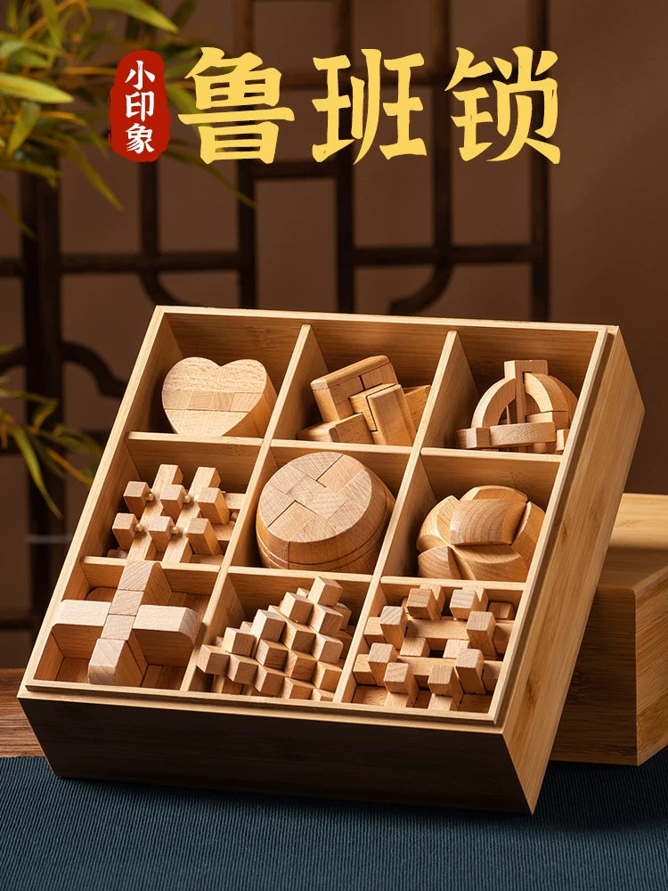 Luban Lock Kongming Lock Brain Teaser Puzzle Set for Kids and Adults