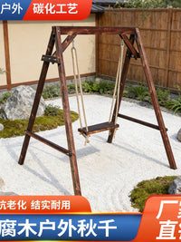 Solid Wood Outdoor Swing Chair for Patio Yard Balcony - Anti-Corrosion Double Seater Rocking Chair