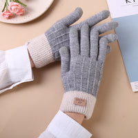 Alpaca Wool Knit Touchscreen Gloves for Women, Thickened Thermal Full Finger Winter Cycling Gloves
