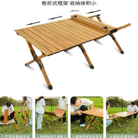 Outdoor Portable Folding Camping Table, Aluminum Alloy Roll-Up Picnic Table for Camping, Beach, BBQ