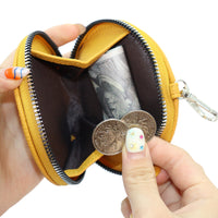 Mini Lychee Pattern Zipper Coin Purse for Women, Portable Round Earphone and Key Holder