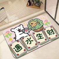 Cartoon Absorbent Non-Slip Bathroom Mat Quick Dry Floor Mat for Home Toilet and Bathroom Entrance