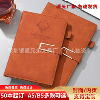 Deer Head PU Leather Notebook Set with Magnetic Buckle and Dowling Paper, Office Stationery Gift Set