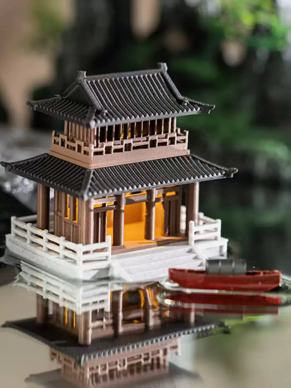 Miniature Landscape Ancient Architecture Pavilion for Fish Tank Bonsai Decor