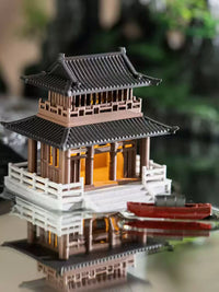 Miniature Landscape Ancient Architecture Pavilion for Fish Tank Bonsai Decor