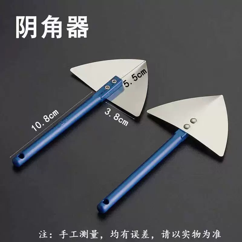 Reinforced Stainless Steel Corner Trowel with Blue Handle for Plastering and Drywall Finishing