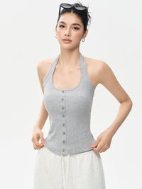 Padded Halter Neck Sports Bra for Women, Backless Yoga Fitness Running Training Top