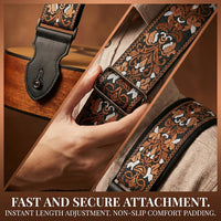 Embroidered Guitar Strap for Acoustic Electric Guitar and Bass, Adjustable Thickened Shoulder Strap