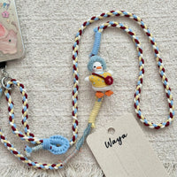 Hand-Woven Duck Phone Lanyard with Keychain, Adjustable Crossbody Strap