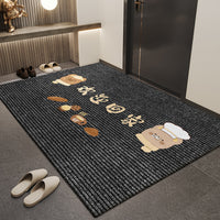 Cartoon Crystal Velvet Entrance Mat Dust Removal Non-Slip Floor Mat for Home