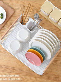 2-Tier Metal Dish Drying Rack with Drainboard for Kitchen Countertop