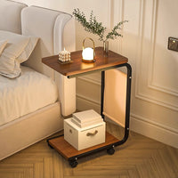 Modern Mobile Side Table with Wheels, Sofa End Table, Living Room Coffee Table, Storage Shelf, Mini Bedside Table
