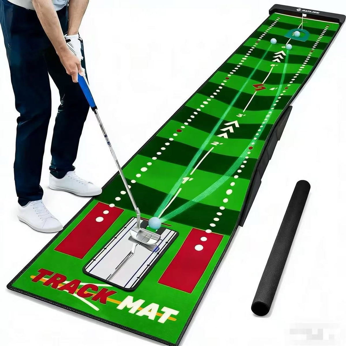 Indoor Golf Putting Practice Mat with Ball Return for Home and Office