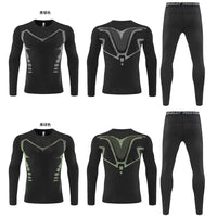 Men's Compression Workout Set for Running, Basketball Training, and Gym - Long Sleeve Shirt & Pants
