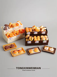 Miniature Bread and Dessert Display Stand with Play Food Accessories for Kids
