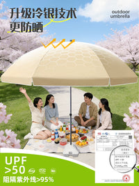 Outdoor Patio Umbrella with UV Protection, Double-Layer Sunshade for Beach, Yard, and Market Stalls